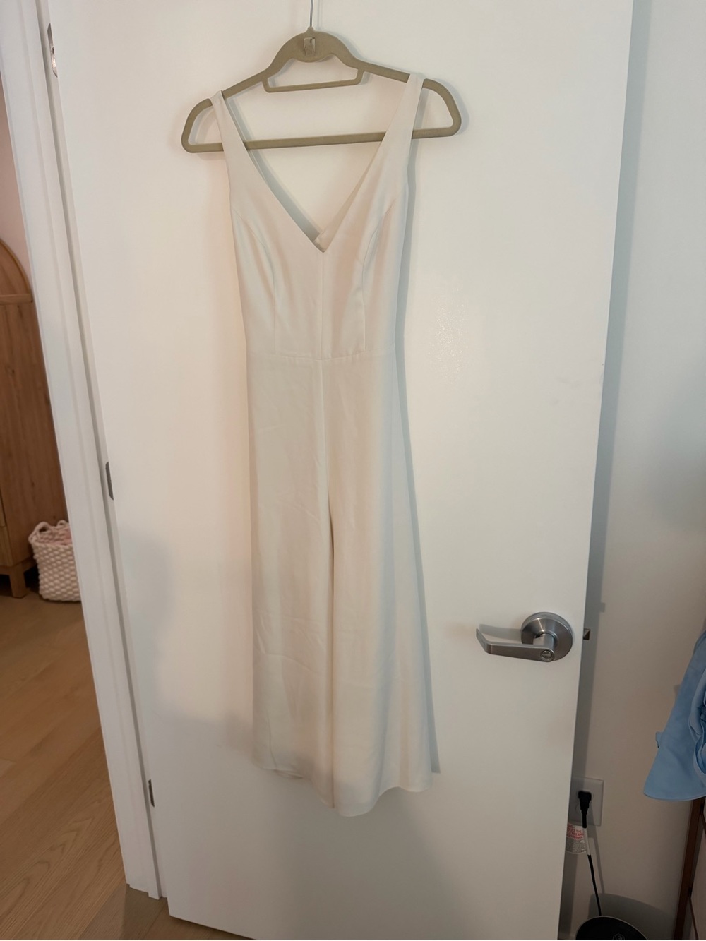 Amanda Uprichard Ivory V-Neck Wide-Leg Jumpsuit